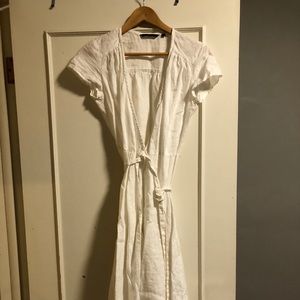 Tie waist boden white linen dress